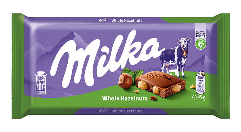Milka chocolate whole Hazelnuts